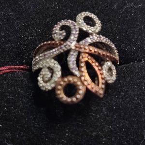 Diamond Fashion/Rodium Overlay SterlingSilver Ring